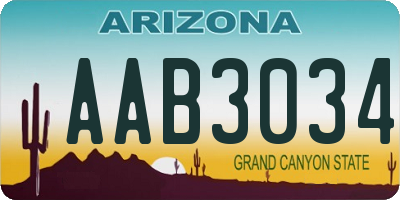 AZ license plate AAB3034