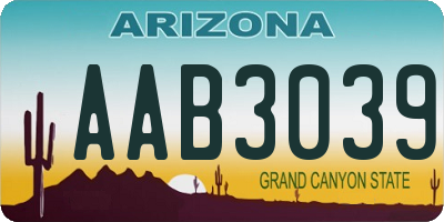 AZ license plate AAB3039