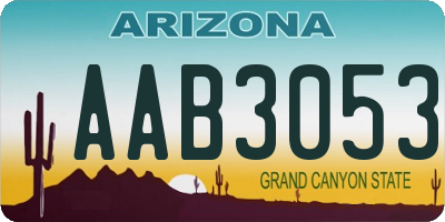 AZ license plate AAB3053