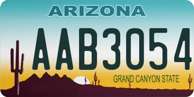 AZ license plate AAB3054