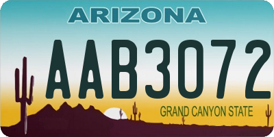 AZ license plate AAB3072