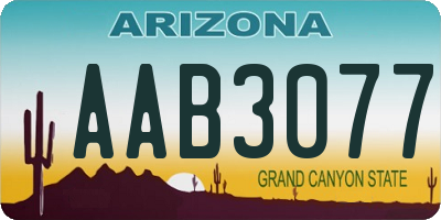 AZ license plate AAB3077