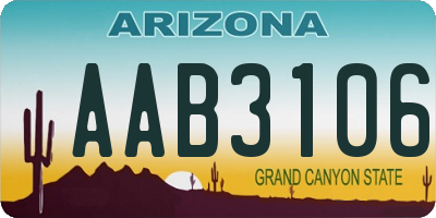 AZ license plate AAB3106