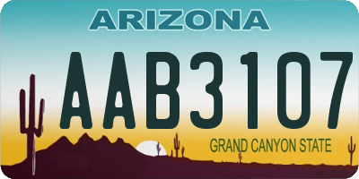 AZ license plate AAB3107
