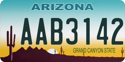 AZ license plate AAB3142