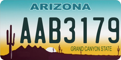 AZ license plate AAB3179