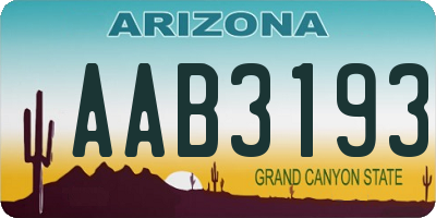 AZ license plate AAB3193