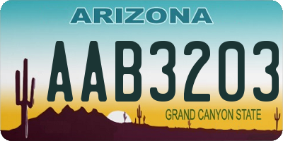 AZ license plate AAB3203