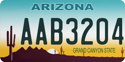 AZ license plate AAB3204