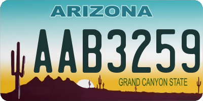 AZ license plate AAB3259