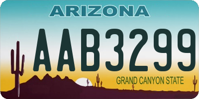 AZ license plate AAB3299