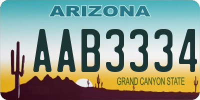 AZ license plate AAB3334