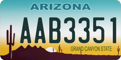 AZ license plate AAB3351