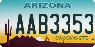 AZ license plate AAB3353