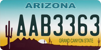 AZ license plate AAB3363