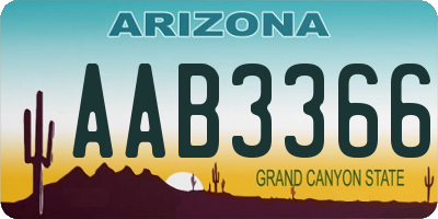 AZ license plate AAB3366