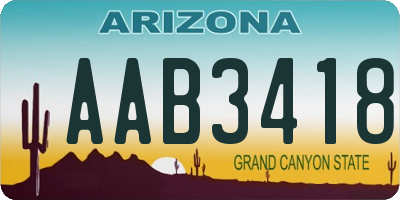 AZ license plate AAB3418