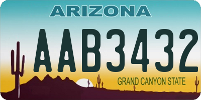 AZ license plate AAB3432