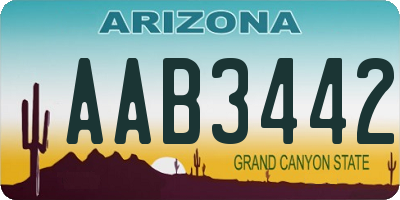 AZ license plate AAB3442