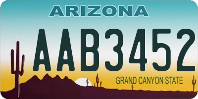 AZ license plate AAB3452