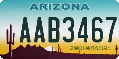 AZ license plate AAB3467