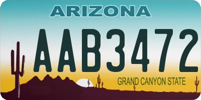 AZ license plate AAB3472