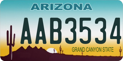 AZ license plate AAB3534