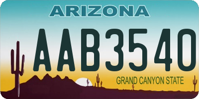 AZ license plate AAB3540