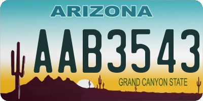 AZ license plate AAB3543