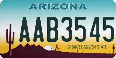 AZ license plate AAB3545