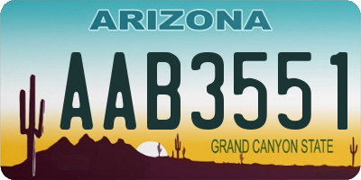 AZ license plate AAB3551