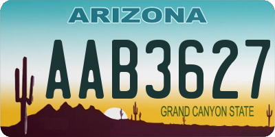 AZ license plate AAB3627