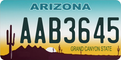 AZ license plate AAB3645