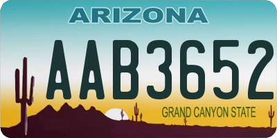 AZ license plate AAB3652