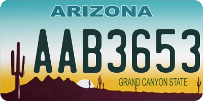 AZ license plate AAB3653