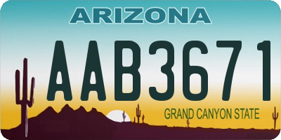 AZ license plate AAB3671