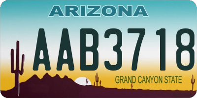 AZ license plate AAB3718