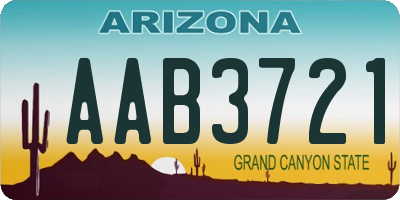 AZ license plate AAB3721