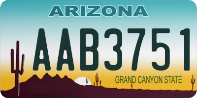 AZ license plate AAB3751