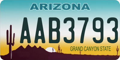 AZ license plate AAB3793