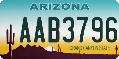 AZ license plate AAB3796