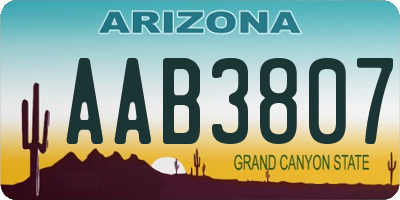 AZ license plate AAB3807