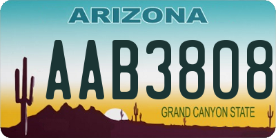 AZ license plate AAB3808