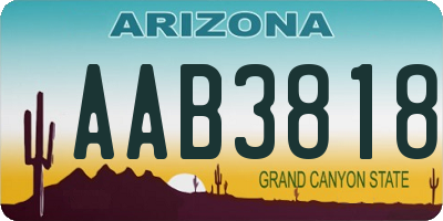 AZ license plate AAB3818