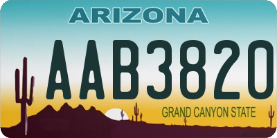 AZ license plate AAB3820