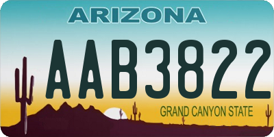 AZ license plate AAB3822