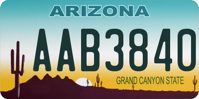 AZ license plate AAB3840