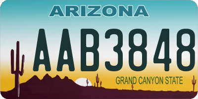 AZ license plate AAB3848