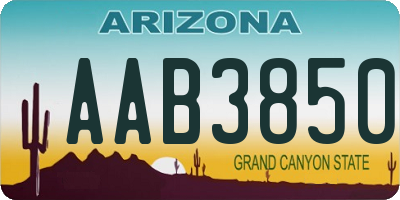 AZ license plate AAB3850