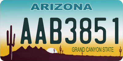 AZ license plate AAB3851